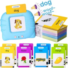 Toy in which flashcards are inserted to vocalise corresponding words.